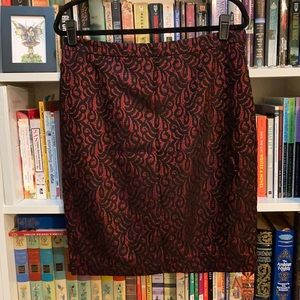 Last Chance! 
Red/black lace overlay Pencil Skirt, Sz 12, EUC, the Limited